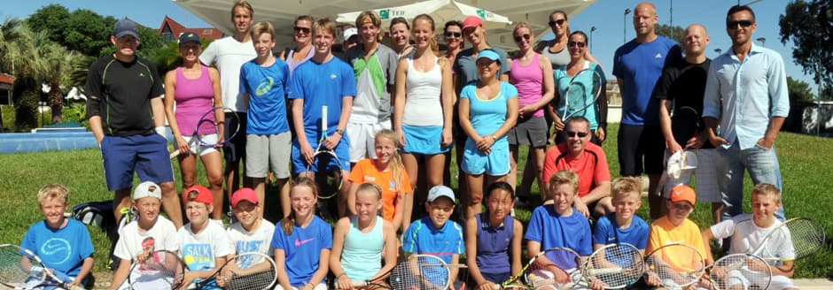Tennis players and organisers at an Antalya sports event
